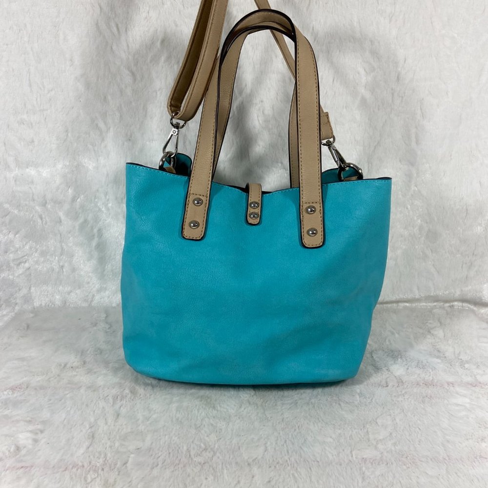 CBOCS Vegan Convertible Turquoise Blue bag accessory bag Purse dual handle - Picture 4 of 10